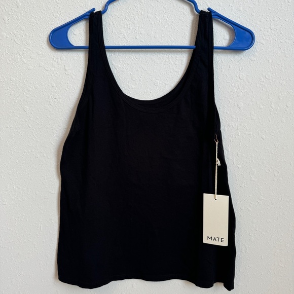 NWT size L Black Sleeveless Scoop Neck Tank Top - MATE the Label - Picture 1 of 9